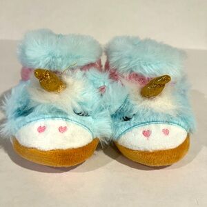 NWT Unicorn Slippers size 2 color light blue pink gold